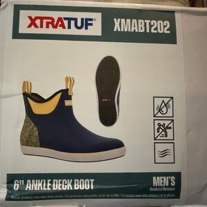 XTRATUF Men's Navy and Yellow 6" Ankle Deck Boot